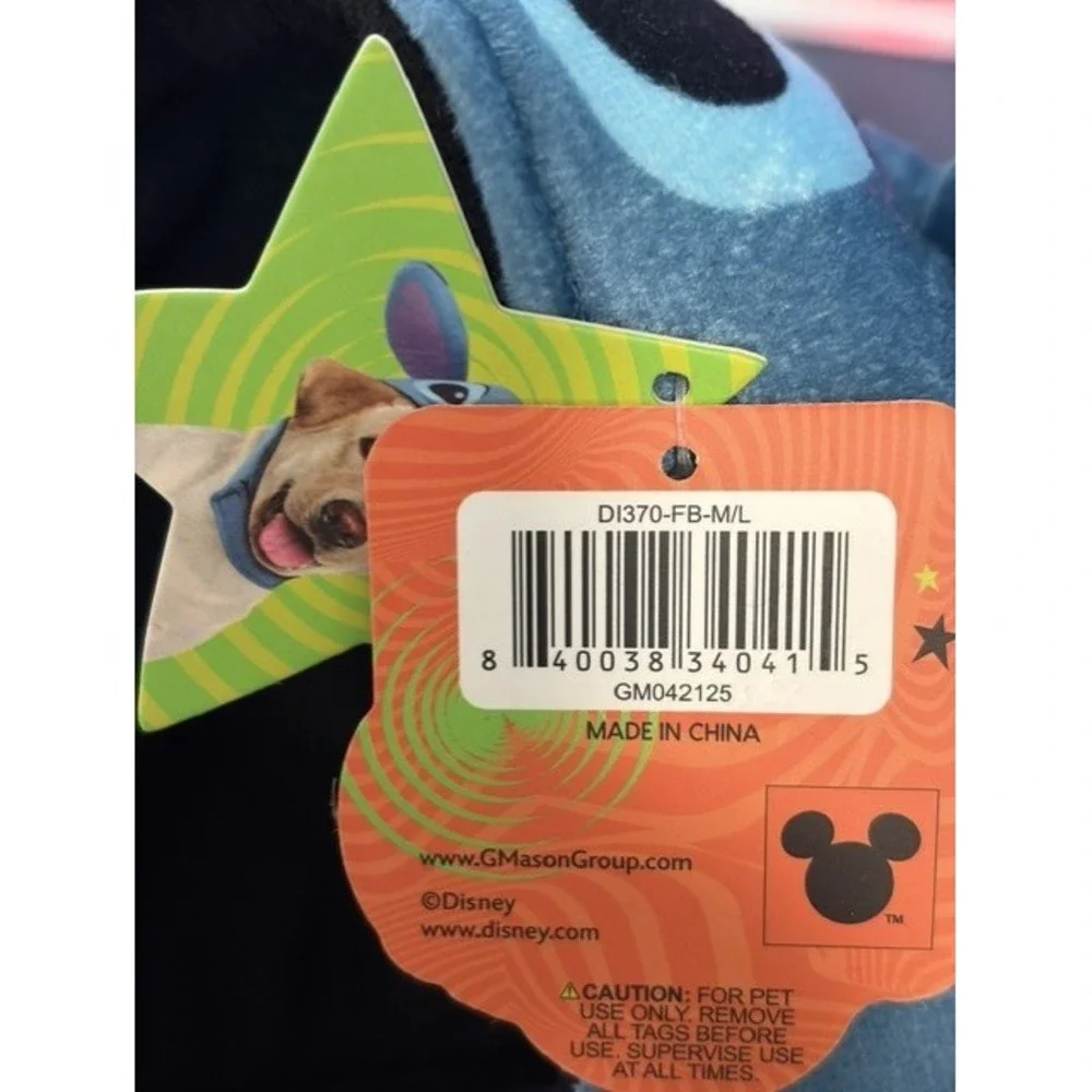 Disney Stitch Pet Costume Hood Dog M/L Blue NWT Disney Lilo & Stitch Headpiece